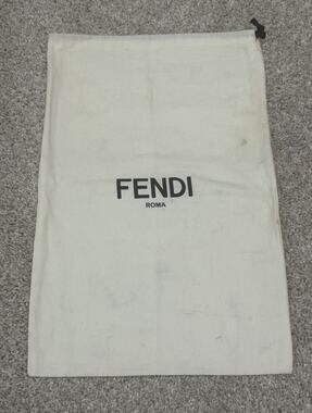 Authentic Fendi Roma Cotton Cream Logo Dustbag Drawstring Pouch 17” x 11.5”